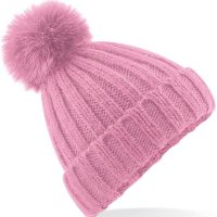 B413 Beechfield  Verbier Faux Fur Pop Pom Chunky Beanie